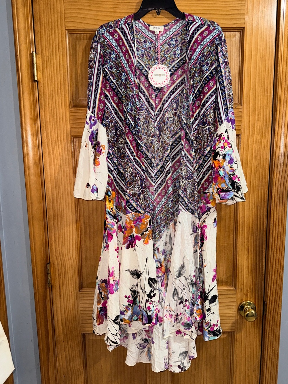 NWT Umgee “Full of Blooms” Kimono-Purple & Cream w/Multicolor Floral Accents-M - Picture 3 of 14